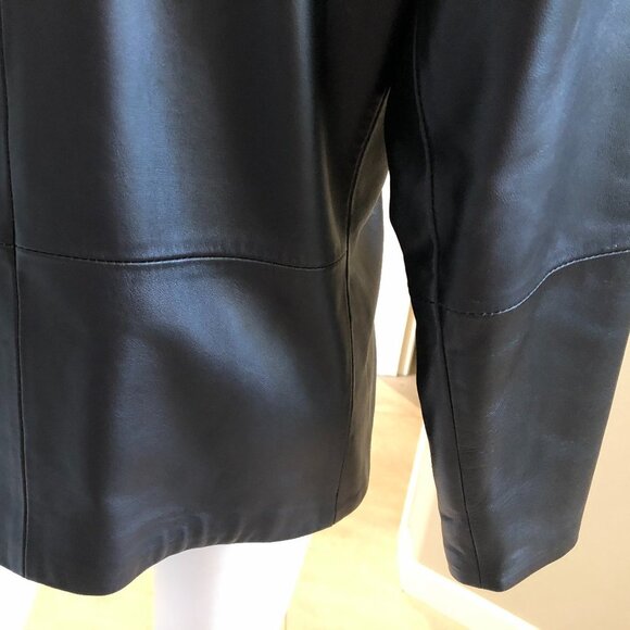 Casual Exposed Zip Lined Collared Genuine Leather Jacket Black sz M NWOT - Picture 5 of 6